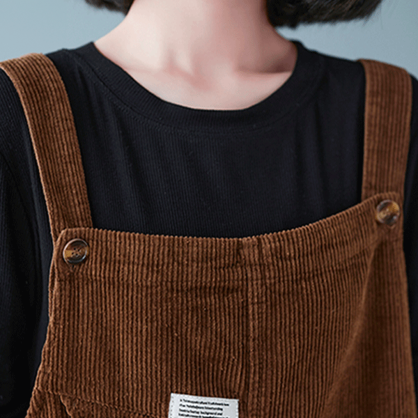 Velvet Overalls with Buttons