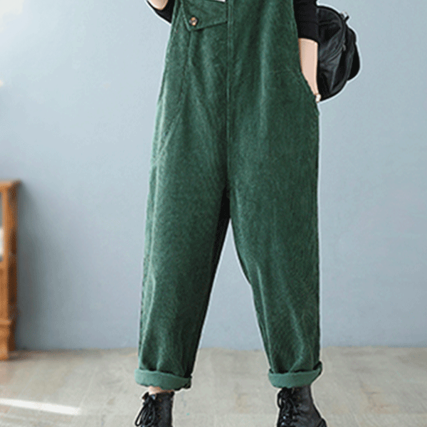 Khaki Velvet Overalls