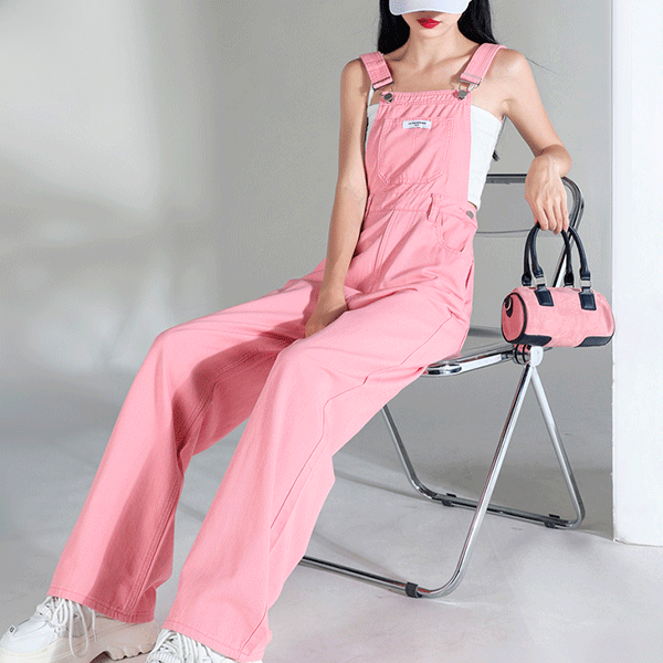 Women's Pink Powdery Overalls