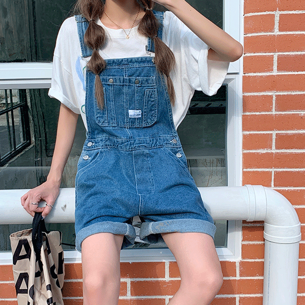 Women's Denim Short Overalls