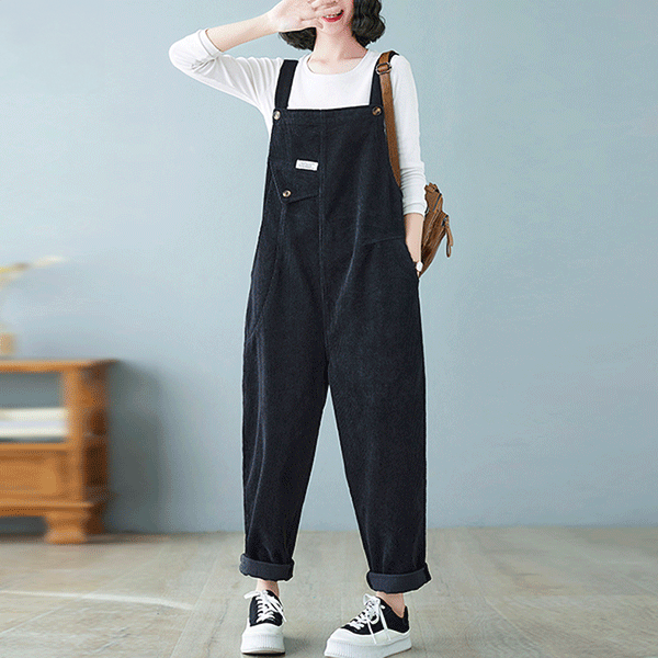 Black cheap velvet dungarees