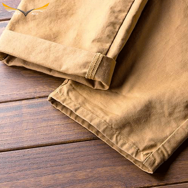 Beige Work Overalls with Hem