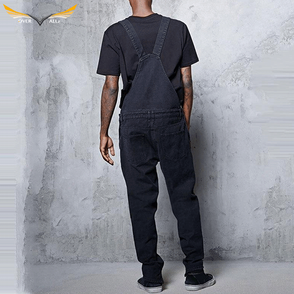 Black Jean Bib Overalls Men's