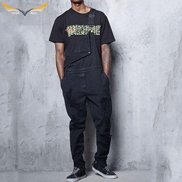 Black Jean Overalls Men's