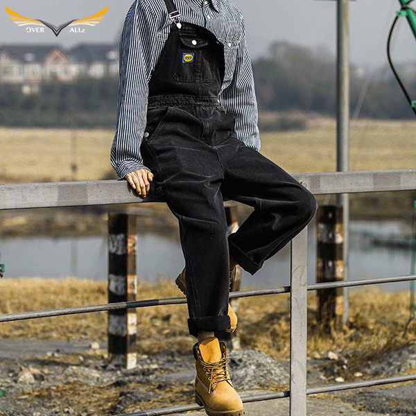 Mens black denim overalls online