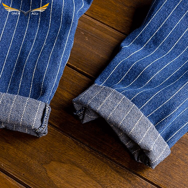 Blue and White Striped Bib Dungarees