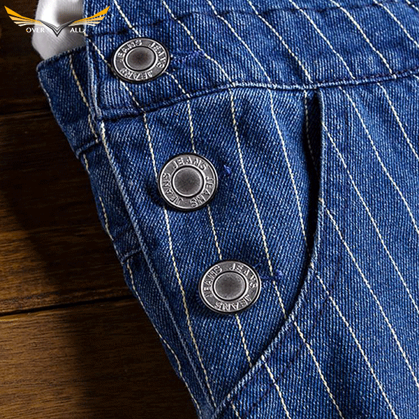 Blue and White Striped Dungarees