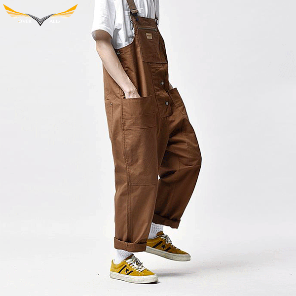Brown Work Overalls with Suspenders