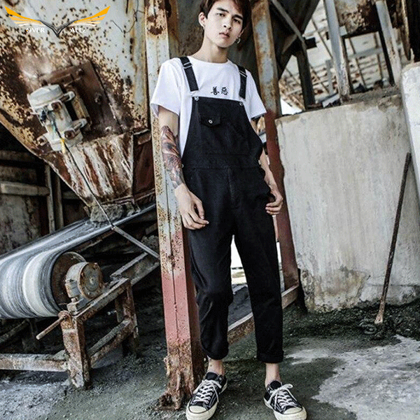 Dark Overalls Street Style