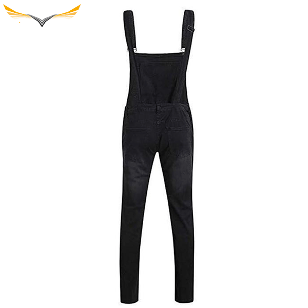 Men's Metro Black Ripped Overalls