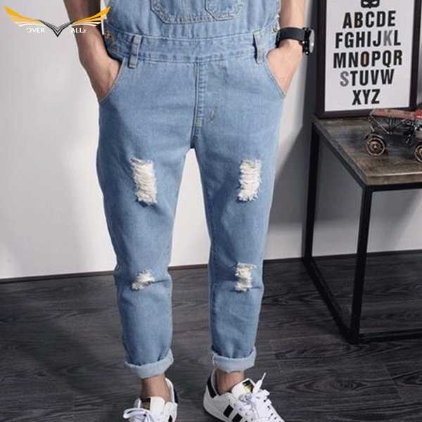 Denim Ripped Overalls