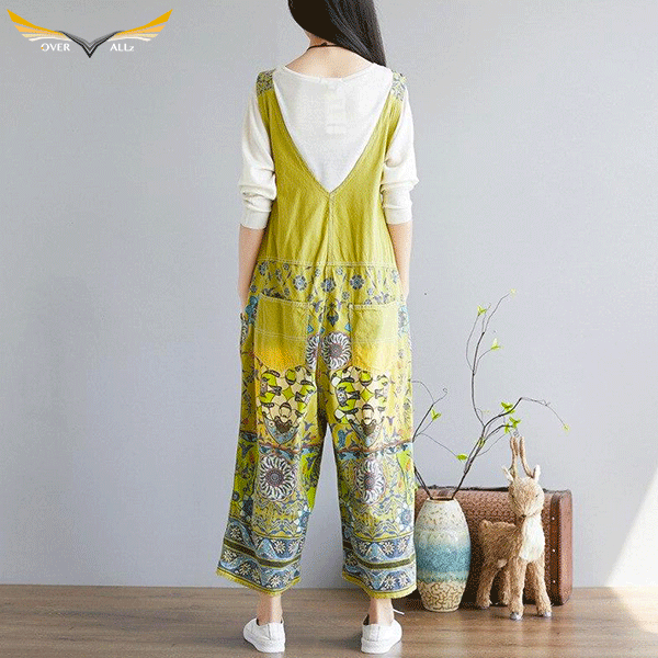 Green Blossom Bib Overalls
