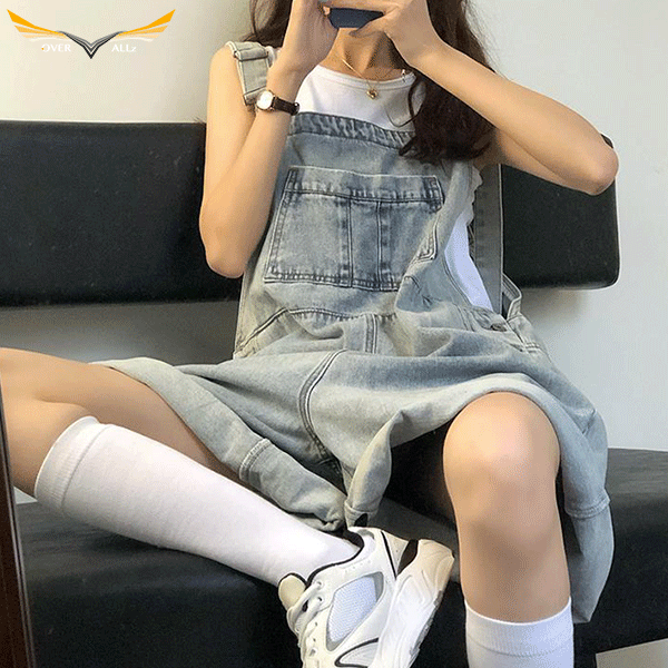 Grey Dungaree Shorts
