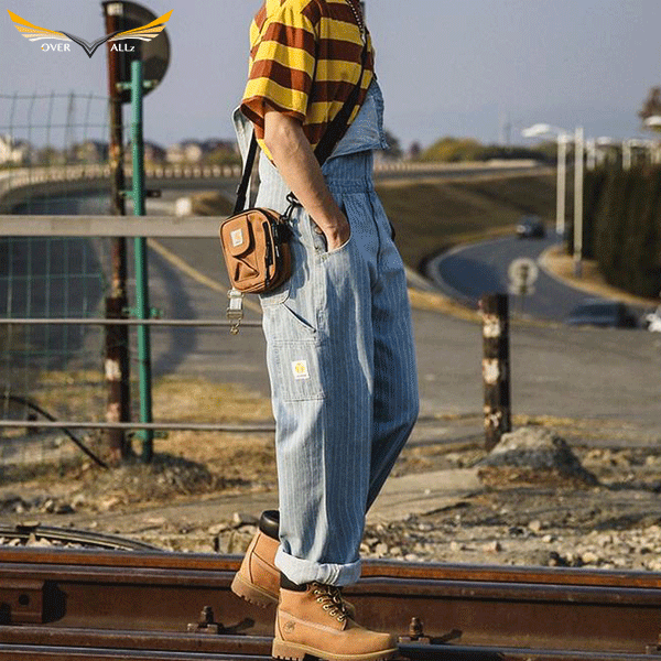 Hickory Stripe Overalls with Hem