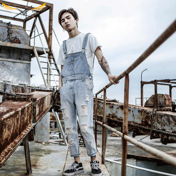 Light blue sales denim overalls mens
