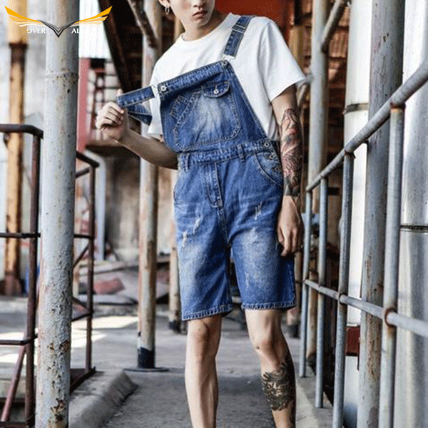 Light Denim Dungaree Shorts