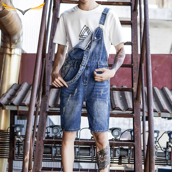 Light Jeans Overall Shorts