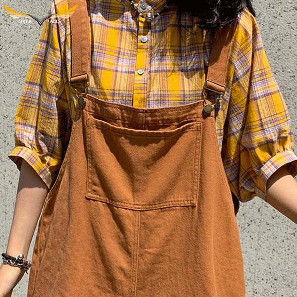 Loose Fitting Bib Overall Shorts