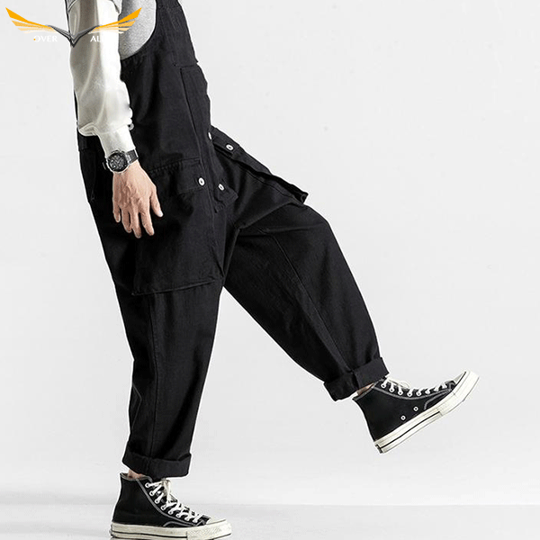 Oversized Black Overalls