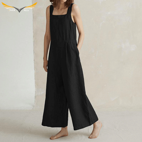 Plus Size Black Dungaree Dress