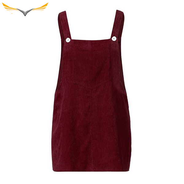 Red Wine Velvet Dungaree Dress