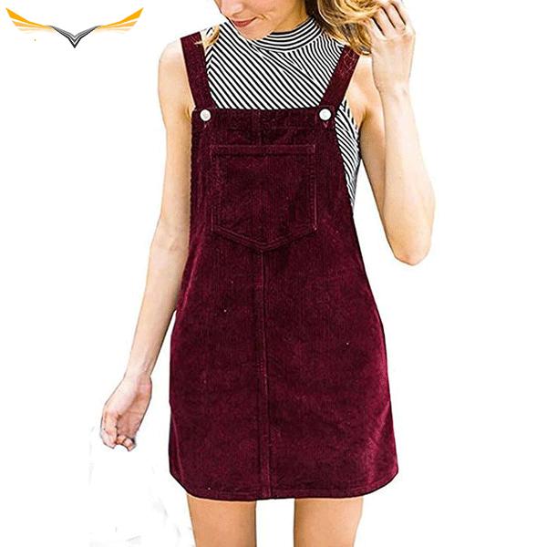 Red Wine Velvet Overall Dress