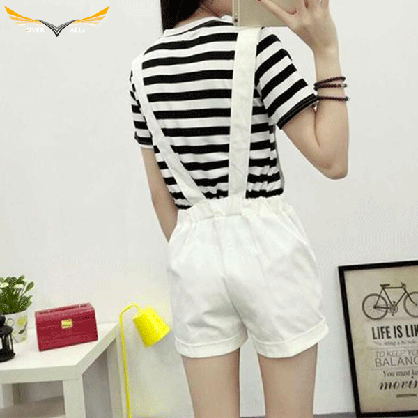 White Dungaree Shorts