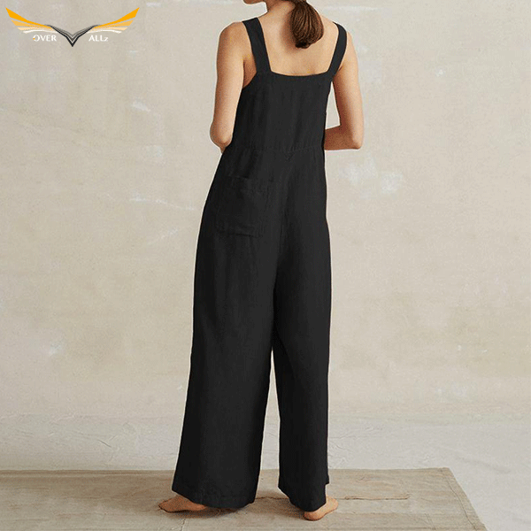 Wide Leg Black Overall Dress