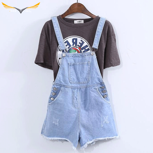 Women's Denim Bib Dungaree Shorts