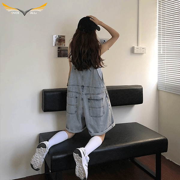 Women's Grey Overall Shorts