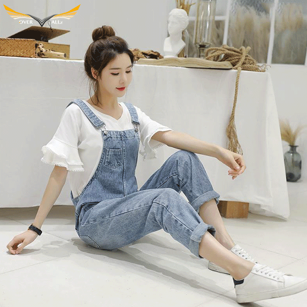 Womens Light Denim Bib Overalls