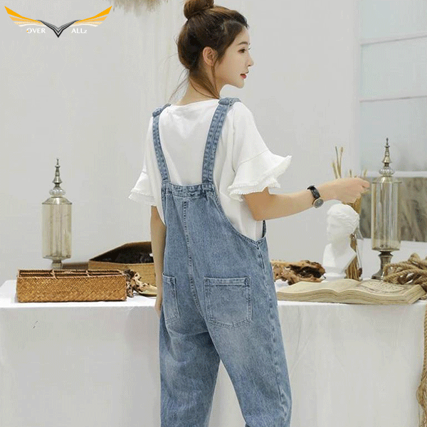 Womens Light Denim Dungarees