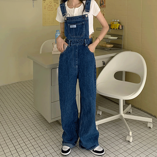 Women's Blue High Waist Overalls