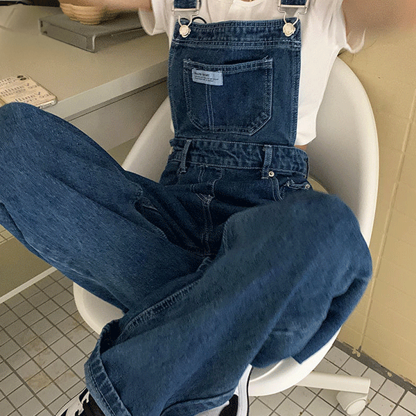 Denim Overalls Prussian High Waist