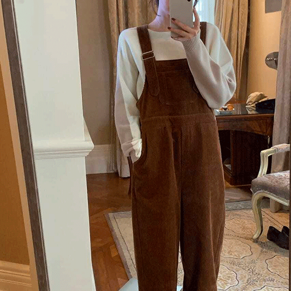 Chestnut Velvet Overalls