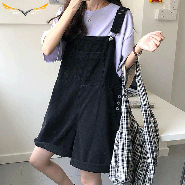 Black Jeans Overall Shorts