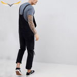 Black Ripped Bib Overalls