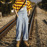 Blue and White Striped Overalls