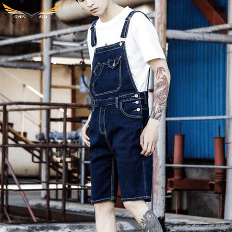 Dark Blue Denim Short Overalls