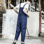 Loose Fit Denim Overalls with Suspenders