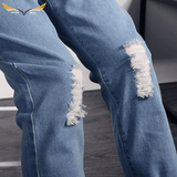 Men's Blue Denim Ripped Overalls