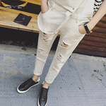 Striped Beige Overalls Mens