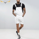 White Jean Overall Shorts