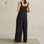 Wide Leg Black Overall Dress