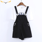 Women's Black Overall Shorts