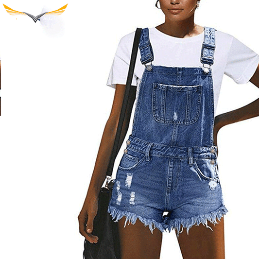Women's Blue Jean Overall Shorts