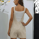 Cream Linen<br> Overall Shorts